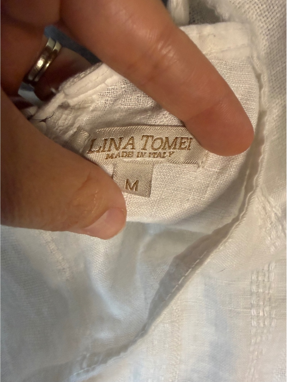 Lina Tomei White Linen Made in Italy Size Medium - Picture 4 of 5